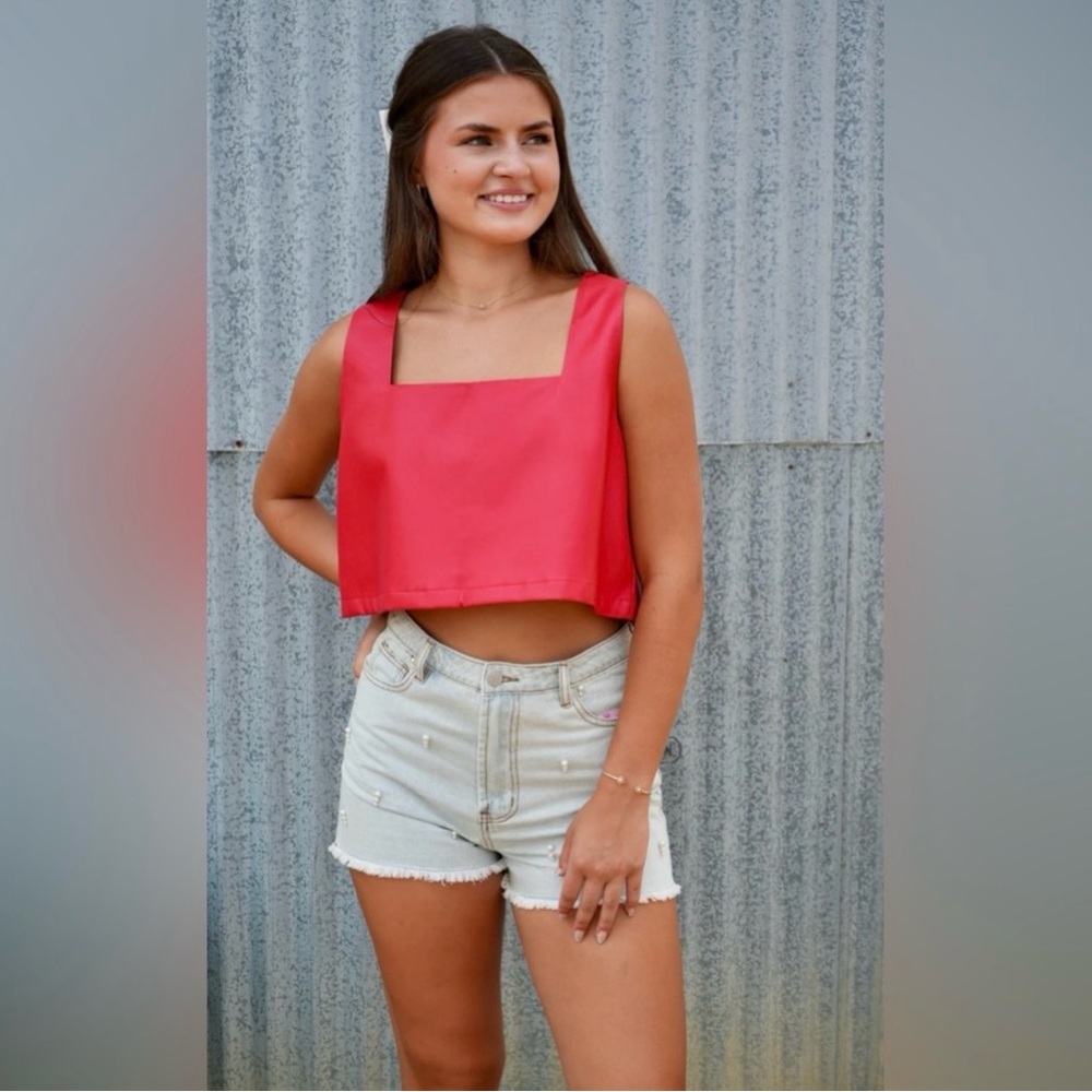 Buddy Love Manning Faux Leather Crop Top M